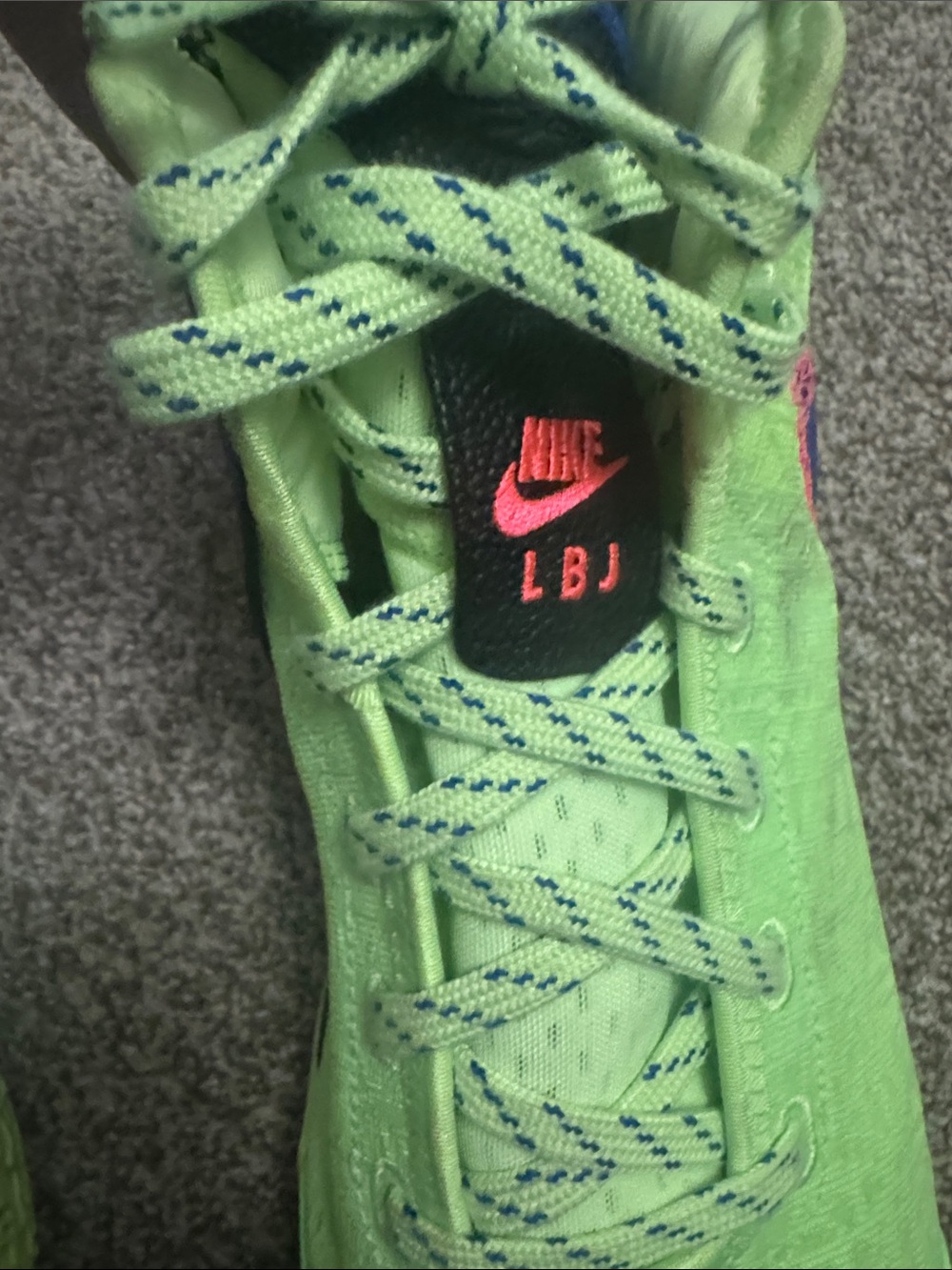 Nike Neon Green & Pink Low-Top Basketball LBJ Shoe - Picture 3 of 5